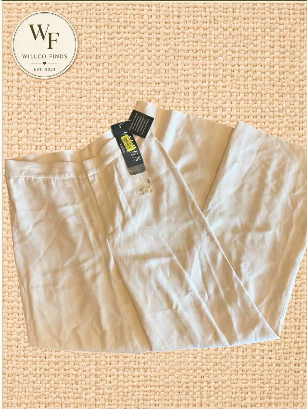 Lauren Ralph Lauren Petite 2P Ivory 100% Silk Wide Leg Dress Pants NWT